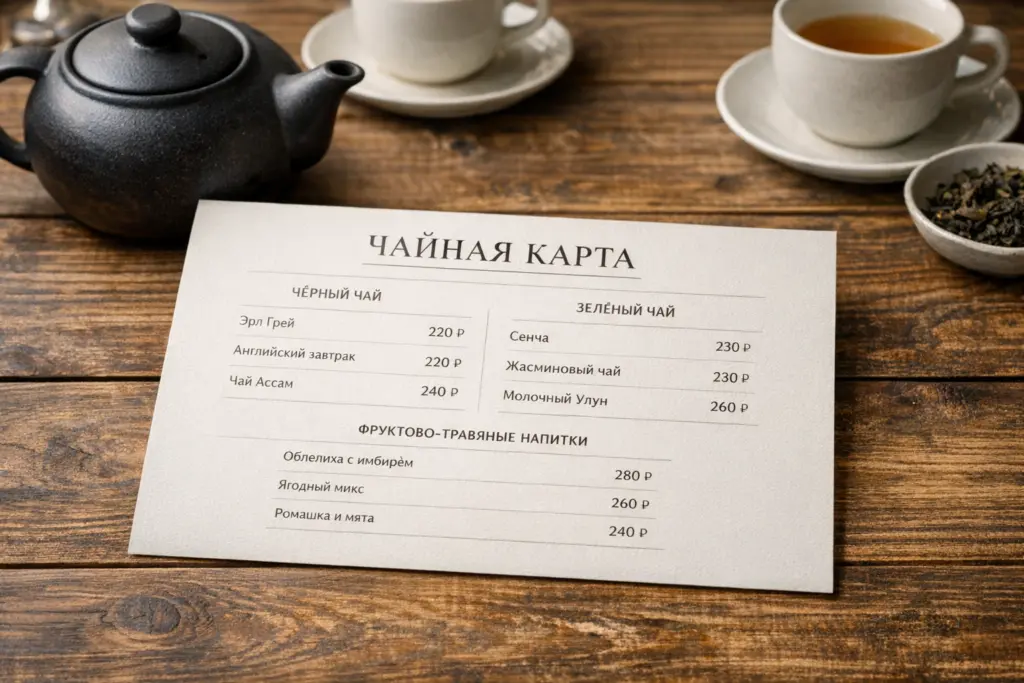 Чайная карта: как структурировать сорта и вкусы в печатном формате - картинка