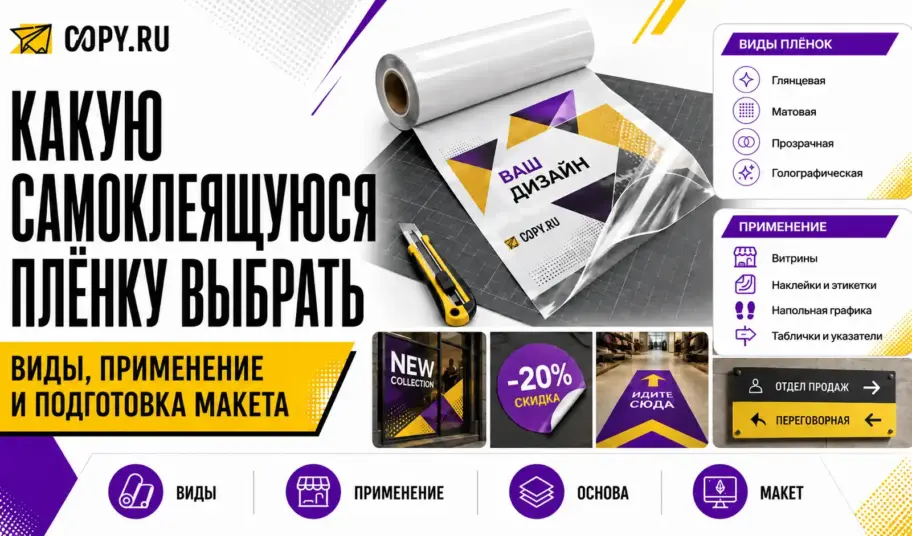 Какую самоклеящуюся плёнку выбрать для печати: виды, применение и подготовка макета