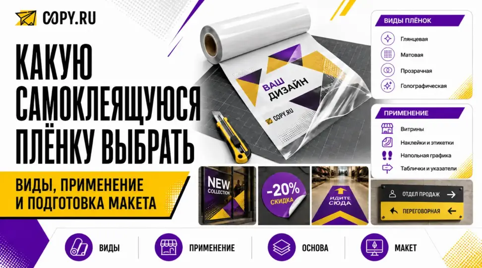 Какую самоклеящуюся плёнку выбрать для печати: виды, применение и подготовка макета - картинка