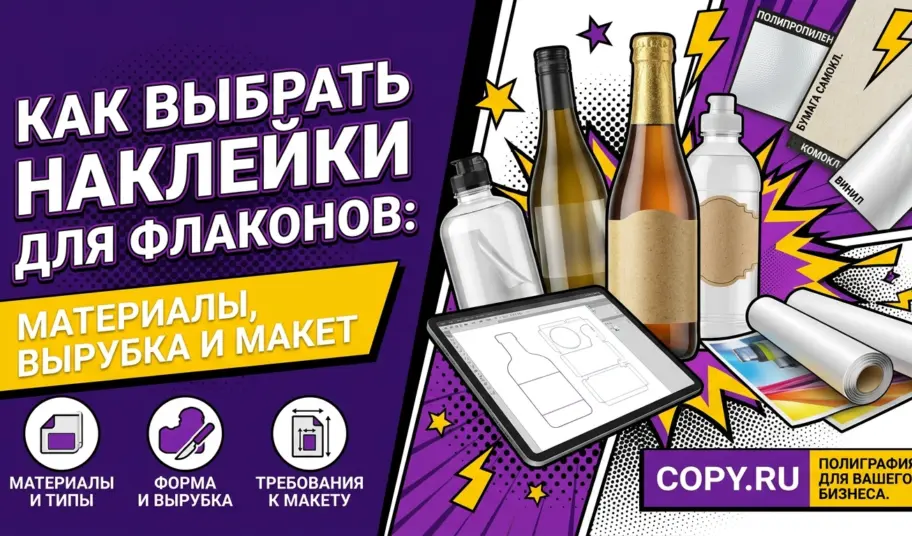 Как выбрать наклейки для флаконов: материалы, форма вырубки и подготовка макета