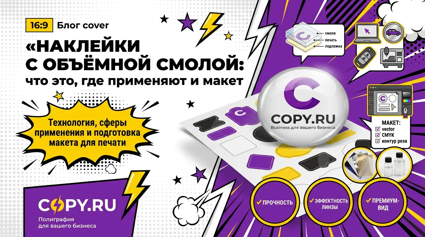 Наклейки с объёмной смолой: что это за технология, где применяют и как подготовить макет