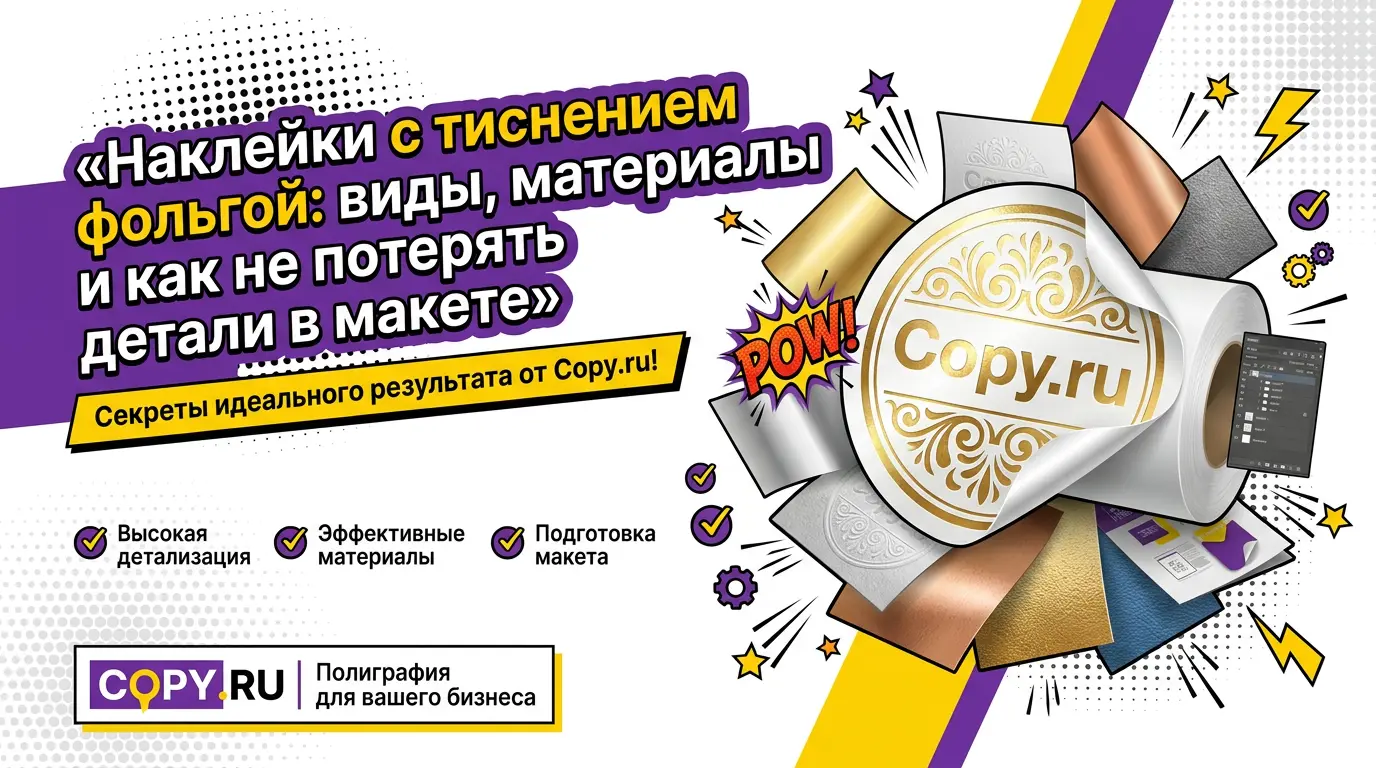Наклейки с тиснением фольгой: виды, материалы и как не потерять детали в макете
