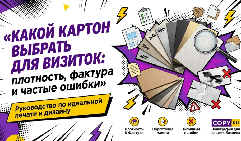 Какой картон выбрать для визиток: плотность, фактура и частые ошибки