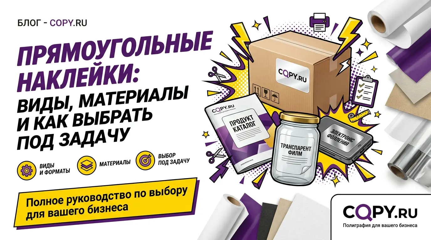 Прямоугольные наклейки: виды, материалы и как выбрать под задачу