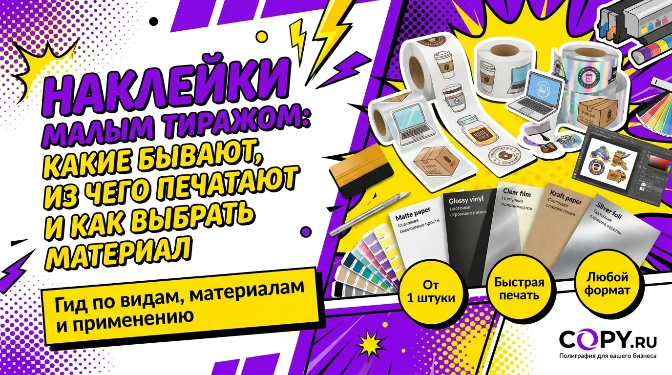 Наклейки малым тиражом: какие бывают, из чего печатают и как выбрать материал