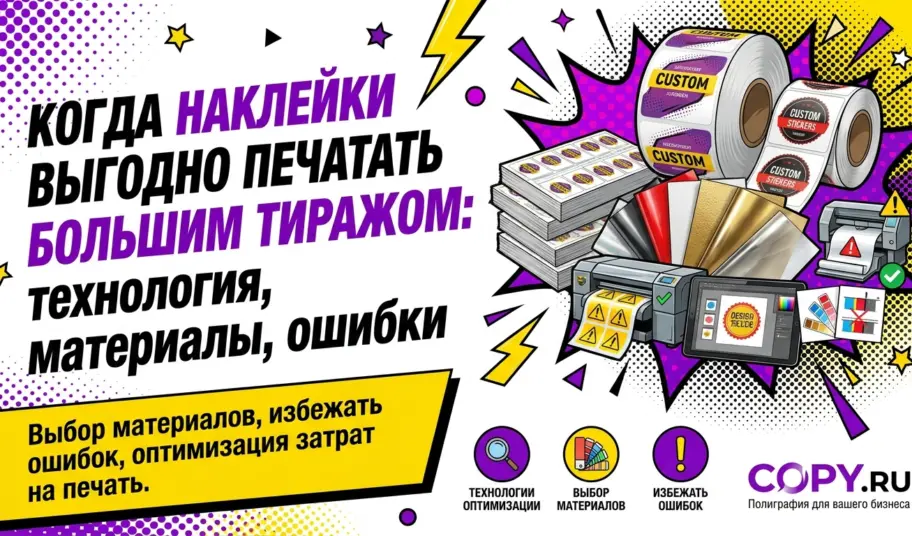 Когда наклейки выгодно печатать большим тиражом: технология, материалы, ошибки