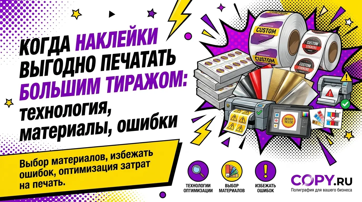 Когда наклейки выгодно печатать большим тиражом: технология, материалы, ошибки