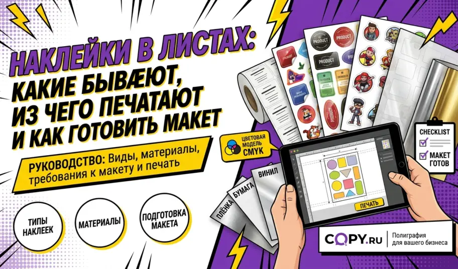 Наклейки в листах: какие бывают, из чего печатают и как готовить макет