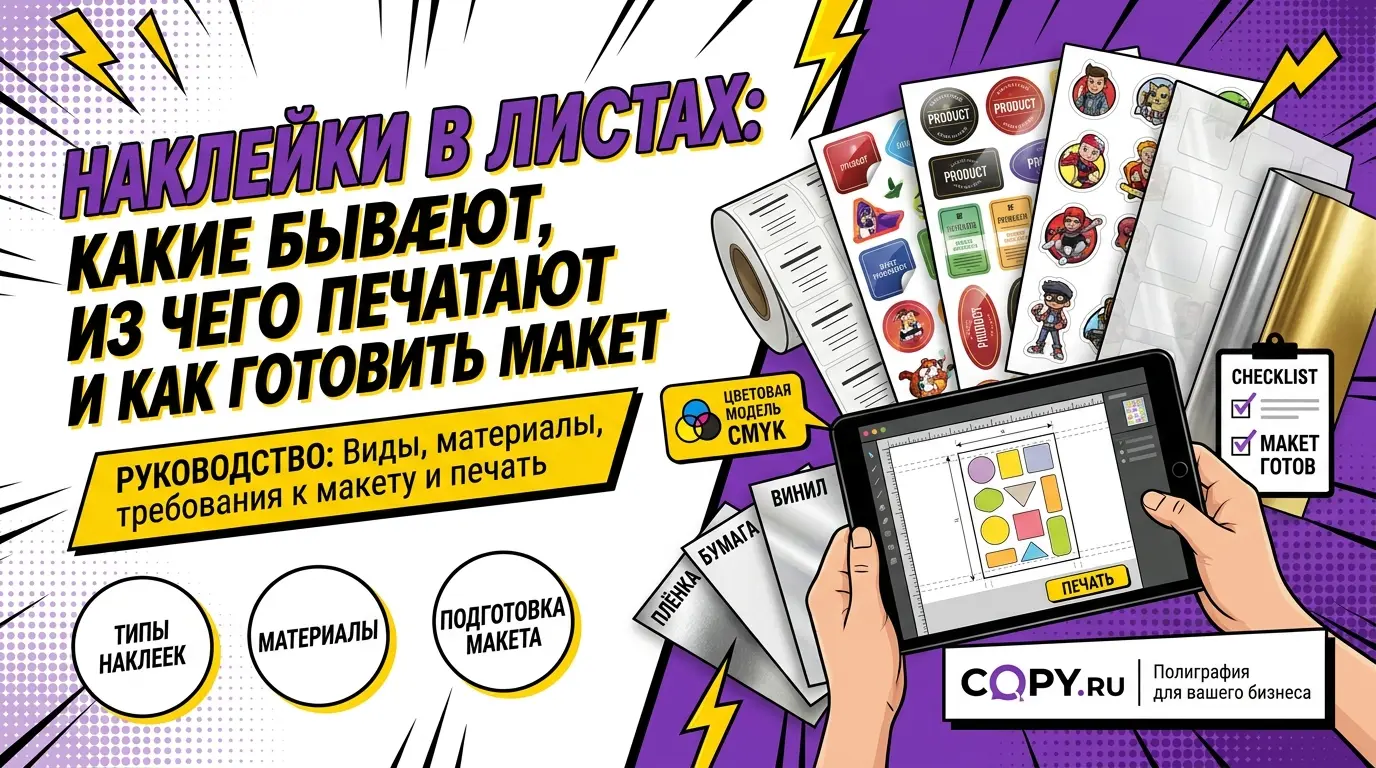 Наклейки в листах: какие бывают, из чего печатают и как готовить макет