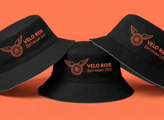 Три чёрные панамы Velo Ride в динамичной раскладке с логотипом на боку