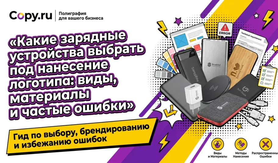 Какие зарядные устройства выбрать под нанесение логотипа: виды, материалы и частые ошибки