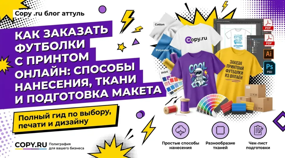 Как заказать футболки с принтом онлайн: способы нанесения, ткани и подготовка макета - картинка
