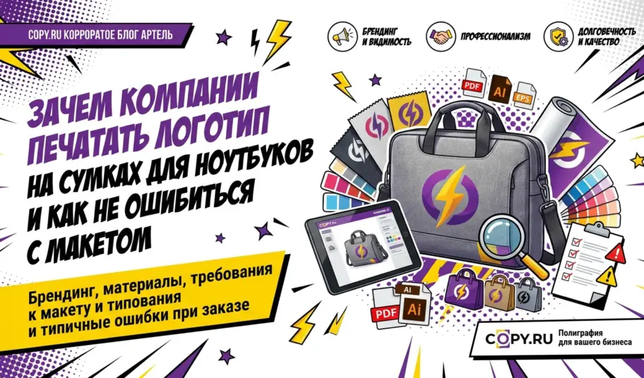 Зачем компании печатать логотип на сумках для ноутбуков и как не ошибиться с макетом