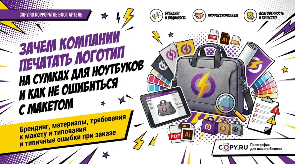Зачем компании печатать логотип на сумках для ноутбуков и как не ошибиться с макетом - картинка