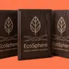 Три деревянные плакетки EcoSphere веером на коралловом фоне — видны фаски и матовая текстура венге