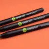 Три вечных карандаша GREEN DOT веером на коралловом фоне, логотип на матовом металле